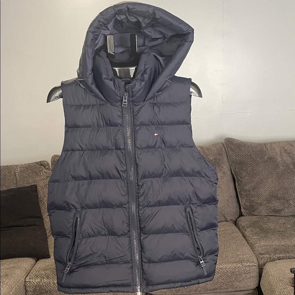 Tommy Hilfiger Dark Blue Hooded Puffer Vest
